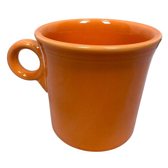 Fiesta Coffee Mugs 3.5" Tangerine Lot of 2 Orange Ceramic Ring Handle Fiestaware - Picture 2 of 8